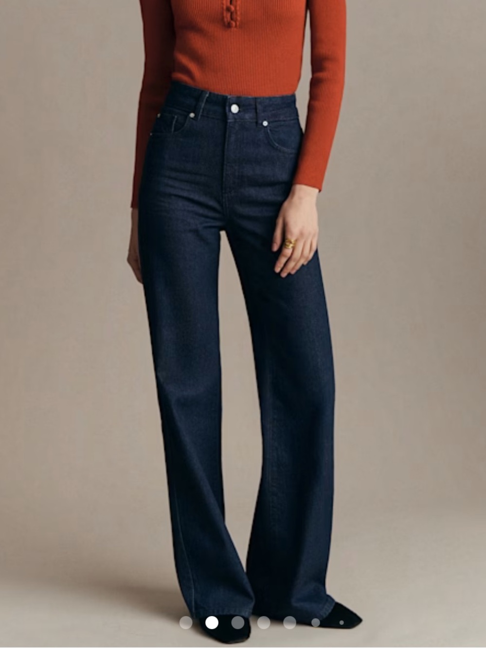 Sézane New 70s High Rise Jeans Womens Indigo Blue Denim Trousers FR 42 US 10